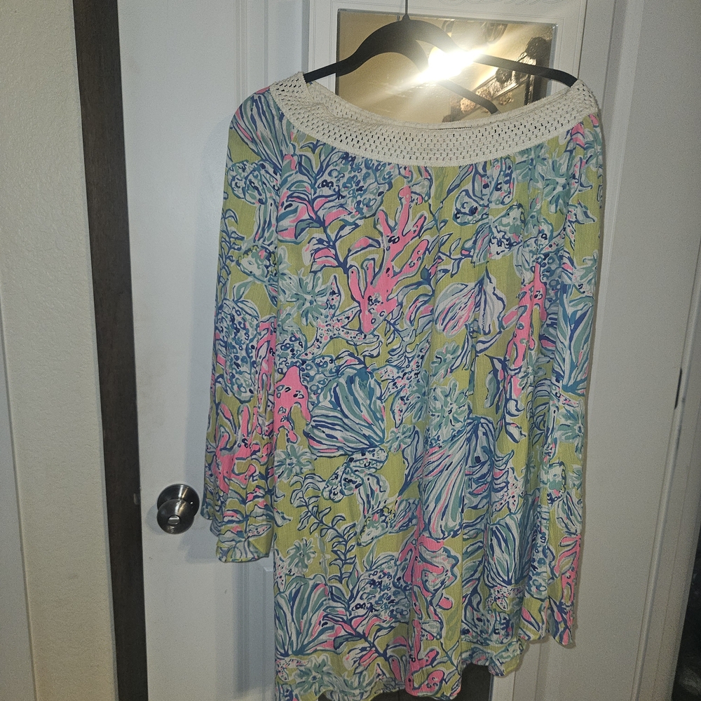 Lilly Pulitzer Vibrant Pink and Blue Swim Coverup